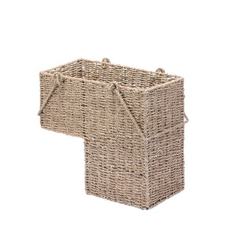 VILLACERA 14 in. Wicker Stair Case Basket with Handles - Natural Color 83-DEC7020